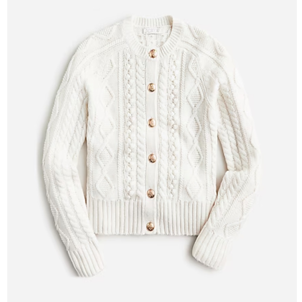 J.Crew Cable-knit cardigan sweater cream/ivory size L